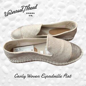 Women's Carly Woven Espadrille Flat - Universal Thread™ Cream Size 8. NWT/Box